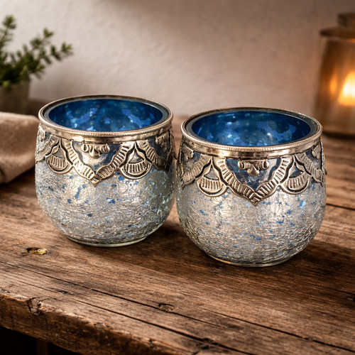 Handmade glass votive candle - handmade,