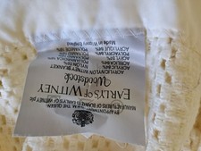  VINTAGE EARLS OF WHITNEY CELLULAR BLANKET CREAM 196x213cms RIBBON BOUND-cleaned