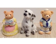 3x Ornament brown bear teddy figurine sailor captain Dog Dalmatian Maid 2 Inch