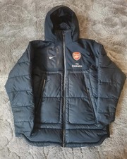 Arsenal FC 2010-11 Player Bench Puffer Coat Jacket Men's Large Navy Blue Nike 