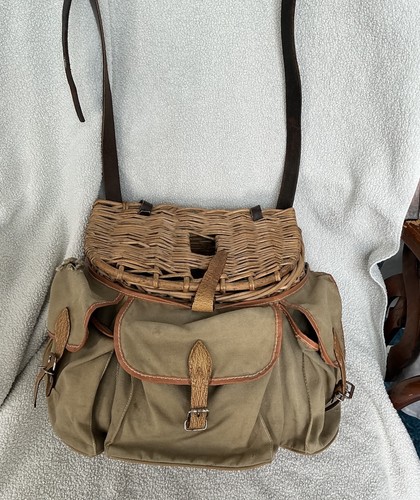 Vintage wicker fishing basket - wicker,