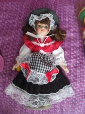 Vintage Porcelain Doll in Welsh Costume made by  Bronwen Porcelain Dolls. 12inch