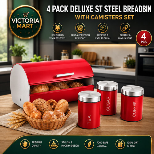 4pc stainless steel bread bin - stainless,