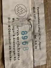 Feinwerkbau Sport Original Cardboard Box with Polystyrene Liner Used Good Cond