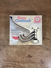 Vintage Brass Navy Style Coat Hook 3 Hooks Slim Coat Hooks Hallway Hooks NIB