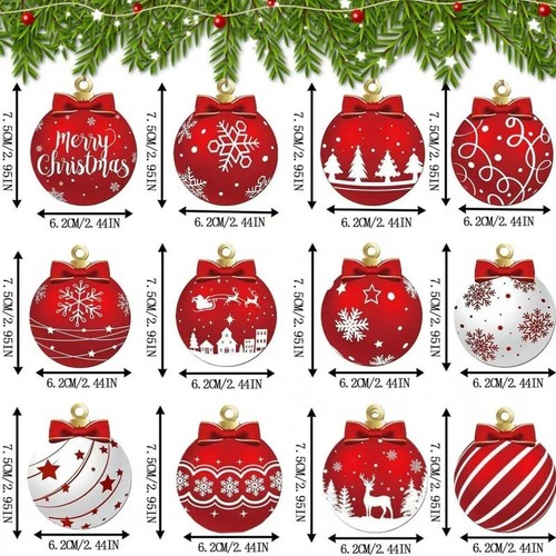 12pcs red white wooden - red,