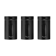 Set of 3 1 Litre Black Enamel
