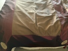 Extra Long  Burgundy & Bronze Satin Lined Oriental Style Throw With Tassels 