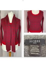Hobbs Red/Grey Striped Silk