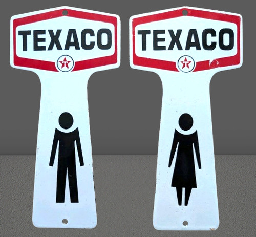 Texaco enamel sign set his - enamel,