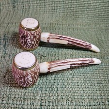 Vintage/Novelty Souvenir Salt & Pepper Shakers - Simulated Stag Horn Pipes