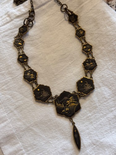 Vintage damascene necklace - vintage,