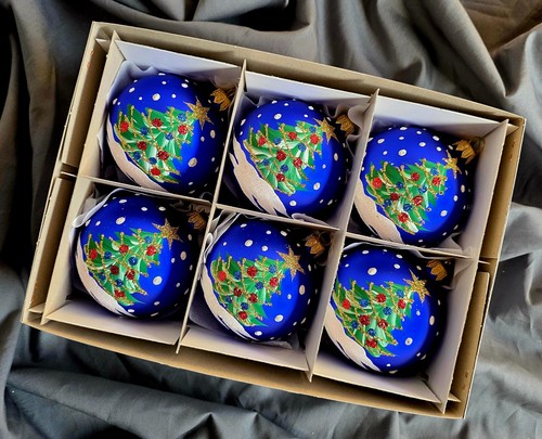 Hand painted glass baubles - glass, set