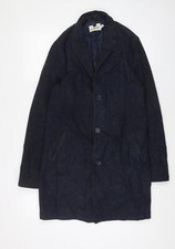 Topman Mens Blue Overcoat Coat