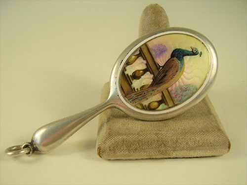 Antique small mirror pendant - small, /