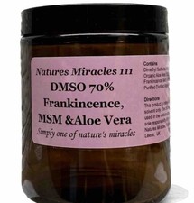 8oz Natural Pain Relief DMSO 70%, Frankincense, MSM GEL with Aloe Vera Glass jar