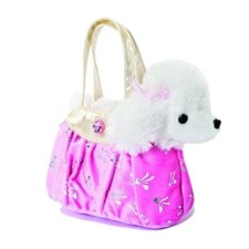 Poodle~Shimmering Handbag~Pink~Soft Toy~Fancy Pal 8" Pet carrier~Aurora World
