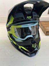 Fox V1 Trice Motorcross Helmet Teal Size Medium With Goggles