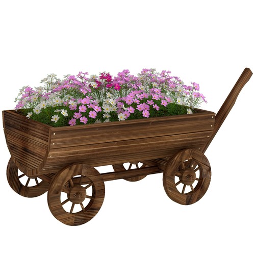 Wooden wagon planter box - wagon,