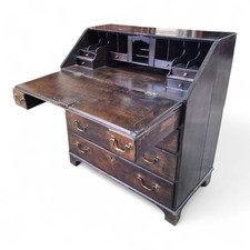 Antique bureau storage desk - rustic oak writing desk with drawers