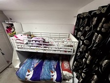 Sleepland  - White Trio Deluxe Triple Bunk Bed With Storage Stairs and mattress