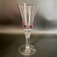 Wine glass pink bowl etched - glass,