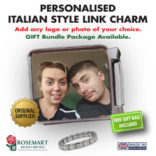Personalised photo printed italian style link chain charm bracelet gift