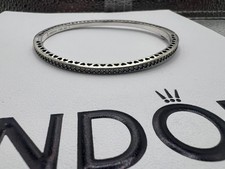 Pandora Radiant Hearts Bangle Pink Enamel & Cz S925 ALE 19cm