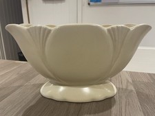 Vintage Cream Dartmouth Devon Pottery Cream Mantel Vase Planter Jardiniere Decor