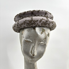 Vtg Milgrim Beaded Hat Taupe