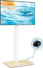 Mobile TV Stand with Concealed Caster Wheels White Freestanding TV Support