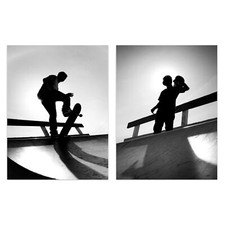 Skater Silhouette On Half Pipe