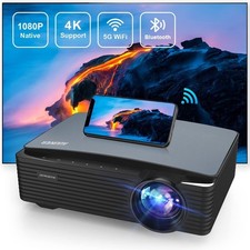 AUuner 5G WIFI Bluetooth Projector Electric Focus & Digital Zoom 9500Lm 1080P