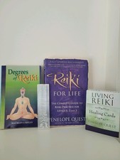 Bundle Of 5 - Reiki Books (2), Selenite Symbols Stick, Healing Cards & Mug