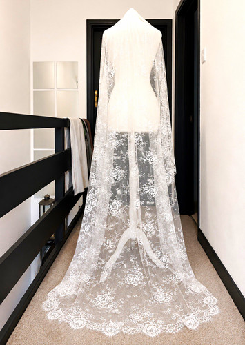 Ivory lace wedding veil - ivory, 200cm