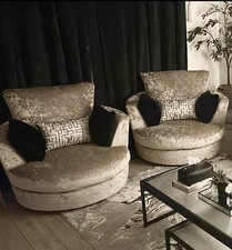 Dunelm  Crushed Velvet Swivel Chair - Champagne 