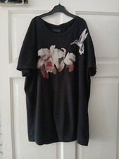 Zara Man's Tshirt. Black. Vintage. Humming Bird Design