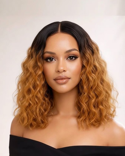 Part curly bob wig ombre - 14",