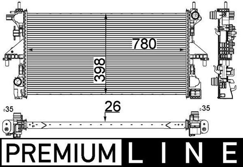Engine cooling radiator - engine, fits