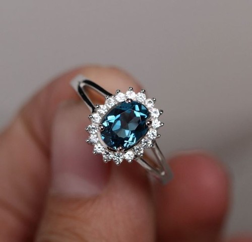 London blue topaz - diamond, 925