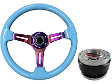 Light Blue Neo Chrome TS Steering Wheel + Quick Release boss B29