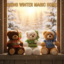 Christmas Plush Teddy Bear Cuddly Soft Filled Toy Xmas Present Gift Idea 20cm