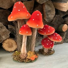 Autumn Red Toadstool Decoration Woodland Mushroom Halloween Gisela Graham Foam