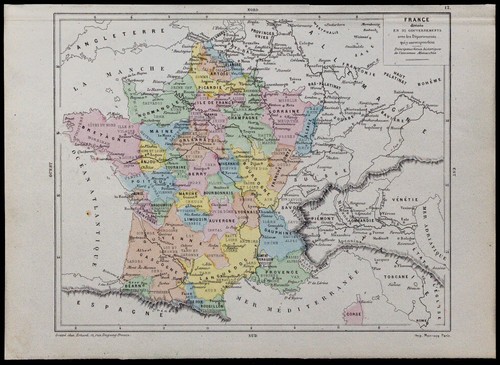 1867 antique map - -,
