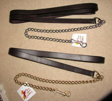 FSS In Hand 6 foot Long Leather SHOW Lead Rein Stallion Colt Chain Metal Shank
