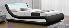 DOUBLE BED WITH EXCELLENT MATTRESS AND STORAGE -Galaxy LED Black & White Ottoman