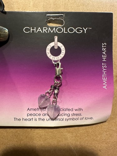 Amethyst hearts charm - amethyst,