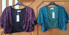 YOURS LONDON Curve - Purple OR Green Sequin Embellished Bolero Shrug -RRP £29.00
