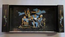 Vtg Black MCM Metal Serving
