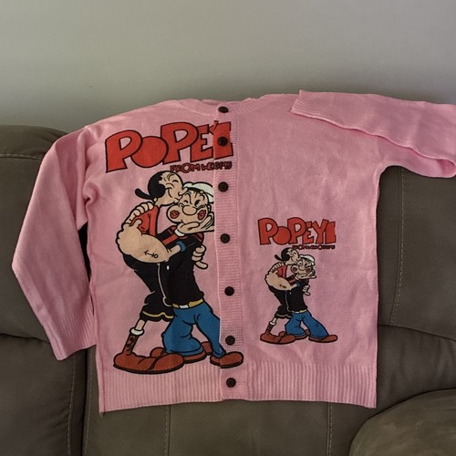 Pink cardigan features - cardigan, popeye